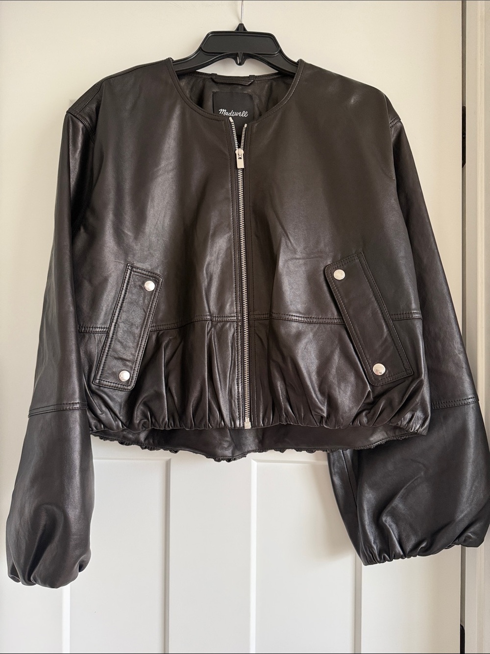 Madewell leather jacket balloon sleeve